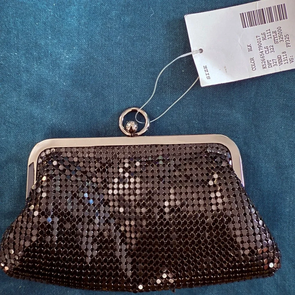 Mesh‎ Evening Bag Black Metal Kiss Lock Clutch Party Purse Handbag